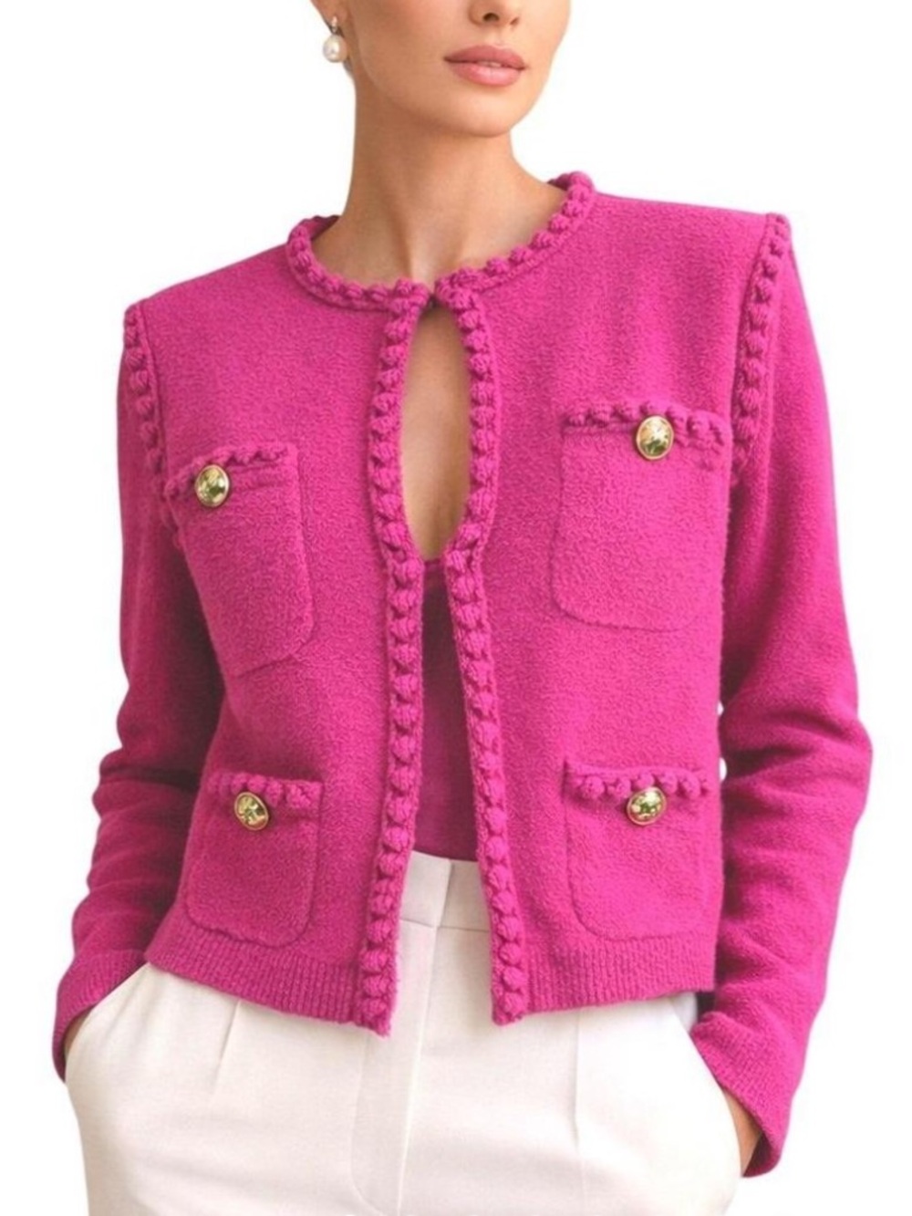J. Crew Pink Odette Sweater Lady Jacket